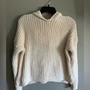 Hazel Moon Ribbed Cream Women's hooded Chenille Sweater size medium